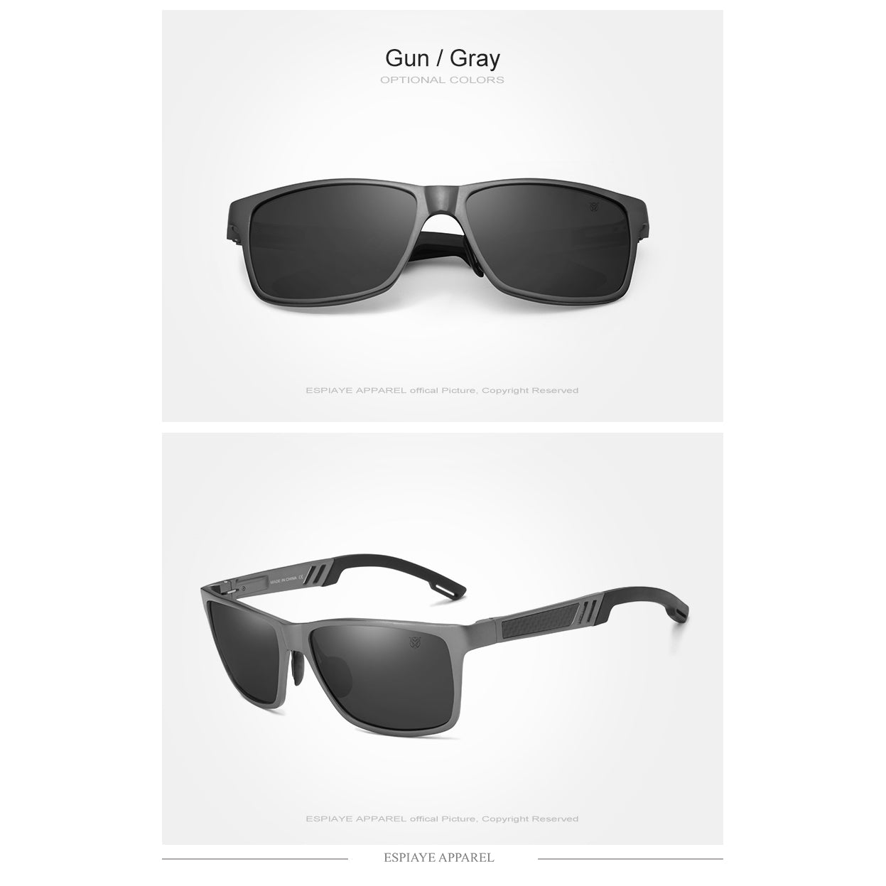 Espiaye Archetypes Polarized Sunglasses Gun Metal/Blue